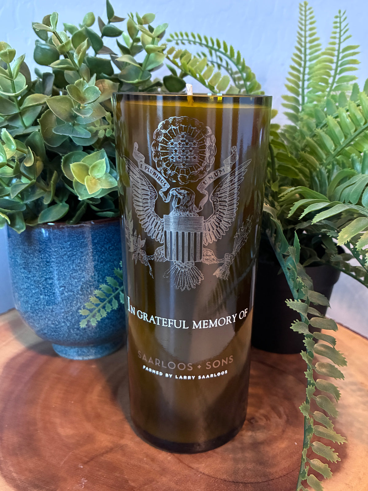 'In Grateful Memory' Wine Bottle Candle