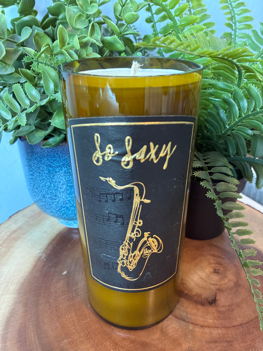 So Saxy Red Wine Bottle Candle