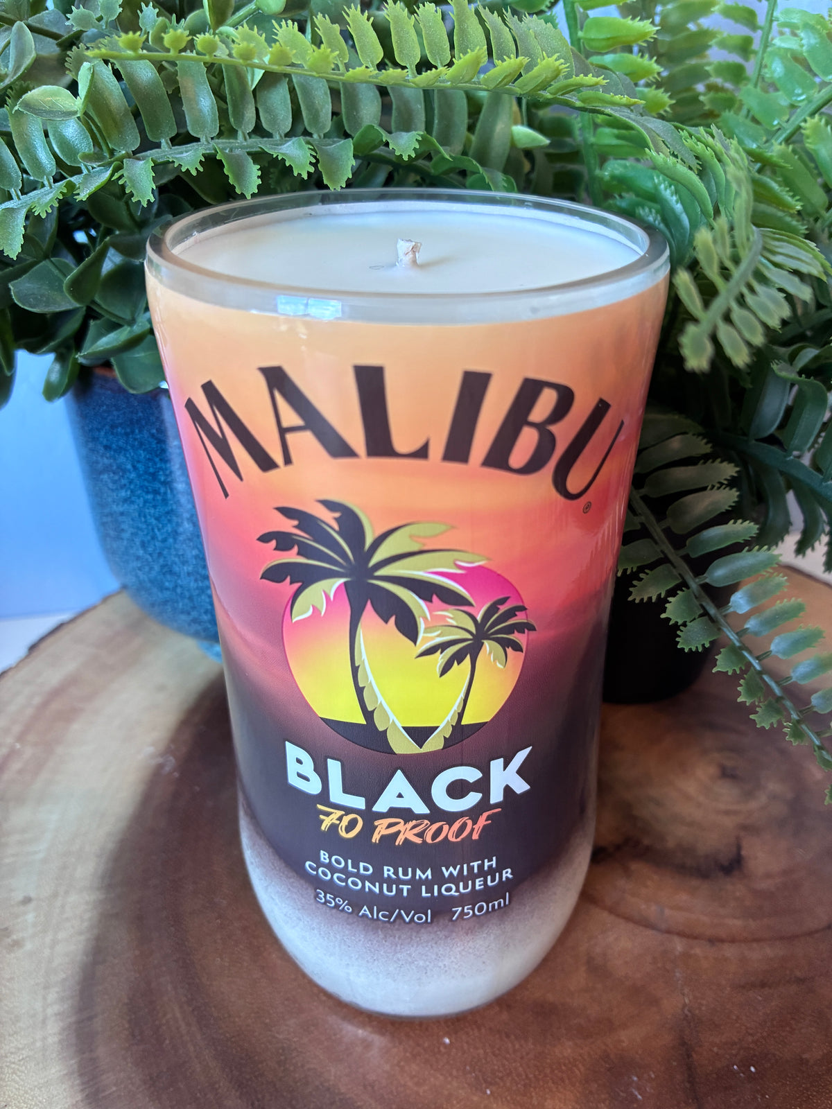 Malibu 'Black' Coconut Rum Bottle Candle