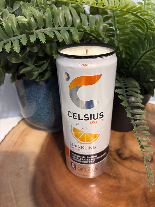 Celcius 'Orange' Energy Drink Can Candle