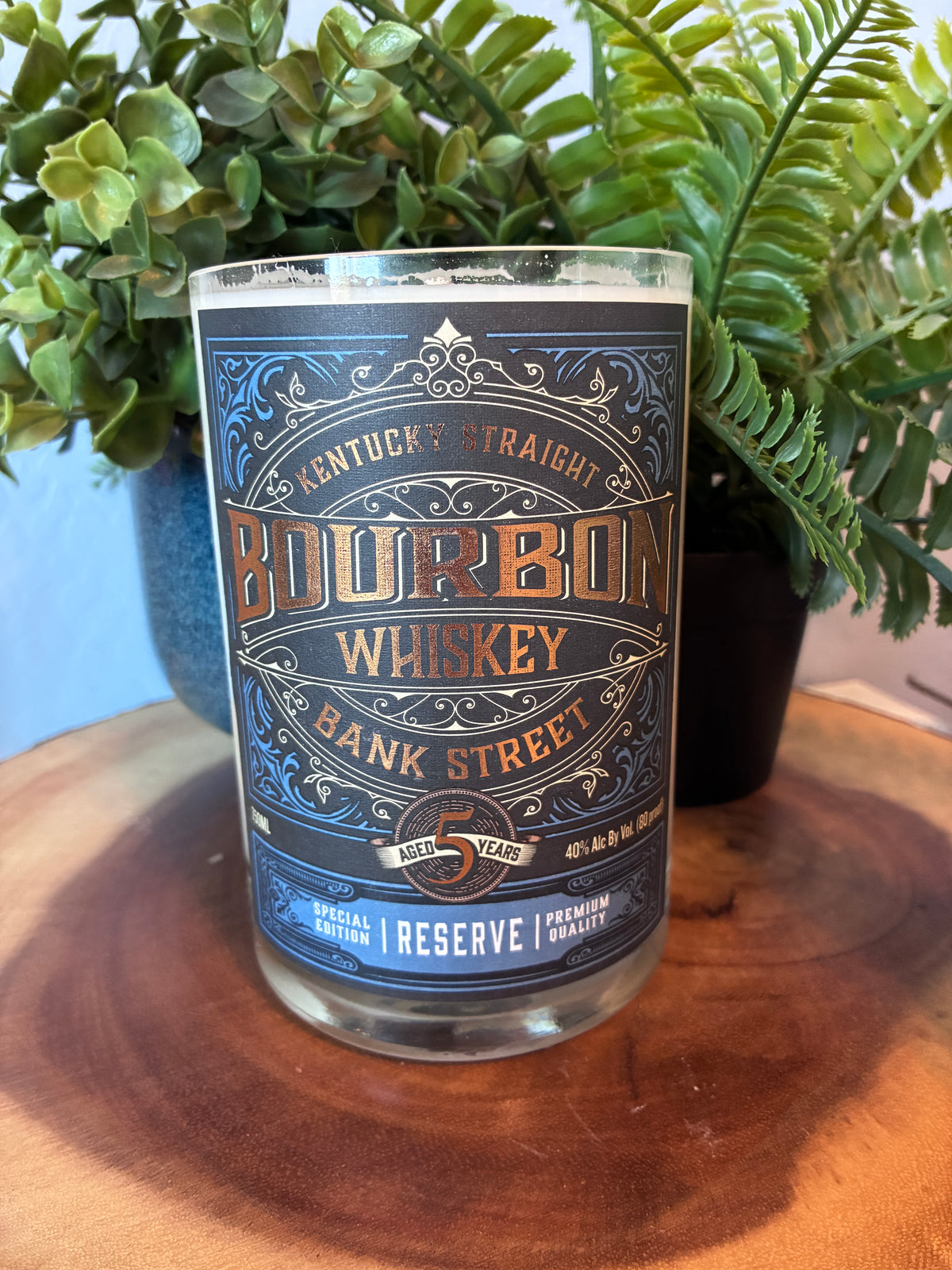 Bank Street Bourbon Whiskey Bottle Candle